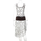 Damen Verspieltes Polka Dot Kleid mit Rüschenelementen und elastischem Taillenband R&B