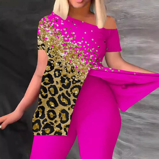Damen Figurbetonter Jumpsuit mit Off-Shoulder Design und Glamourösen Akzenten R&B