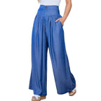 Damen Weit geschnittene Leinenhose mit Hohem Bund und praktischen Taschen R&B