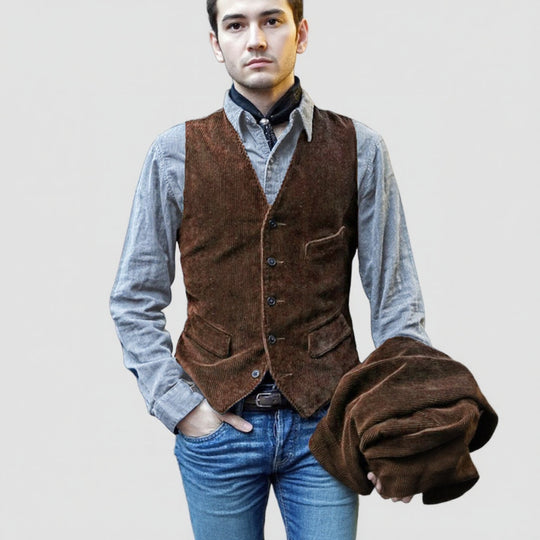 Herren elegante Weste aus Cord R&B