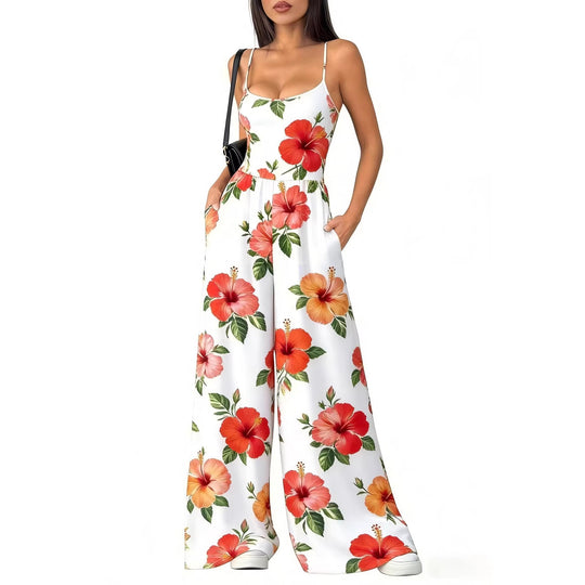 Damen Eleganter Jumpsuit mit geometrischem Print und breiten Beinen R&B