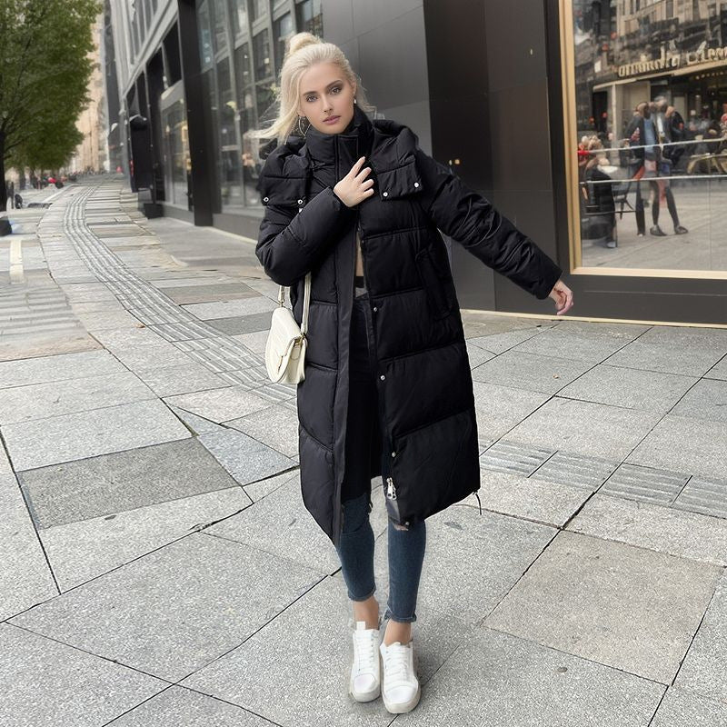 Damen langärmliger Puffer-Mantel mit isolierender Fütterung und verstellbarer Kapuze R&B