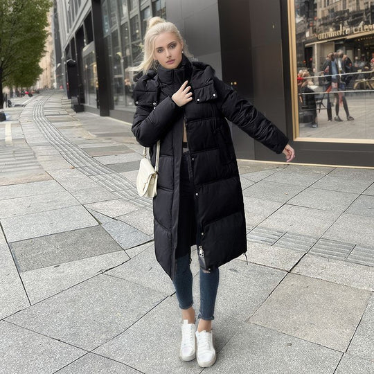 Damen langärmliger Puffer-Mantel mit isolierender Fütterung und verstellbarer Kapuze R&B