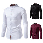 Herren Langarmhemd mit modernem Stehkragen und Paisleymuster