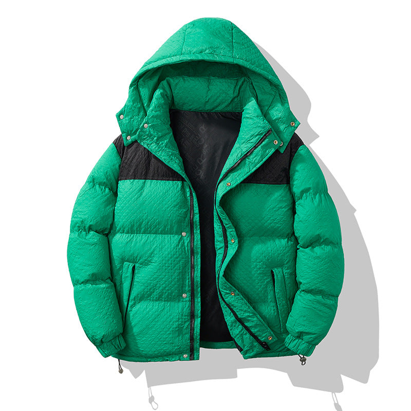 Herren modische Daunenjacke mit Kapuze und kontrastierenden Einsätzen R&B