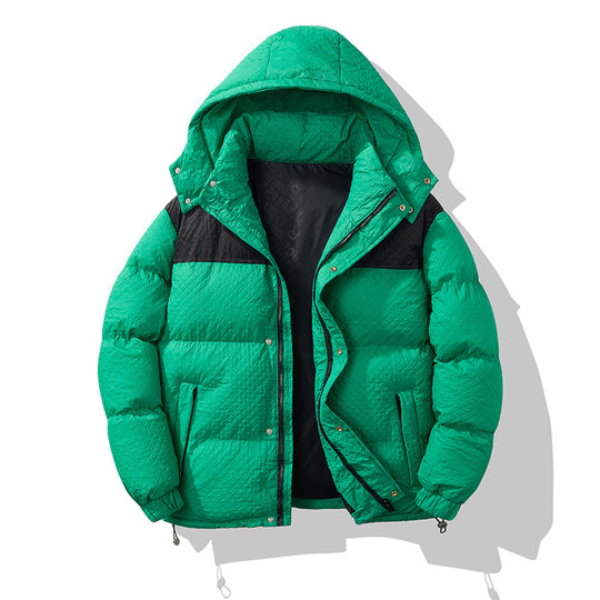 Herren modische Daunenjacke mit Kapuze und kontrastierenden Einsätzen R&B