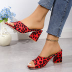Damen Glamouröse Sandalen im Leoparden-Look mit Blockabsatz R&B