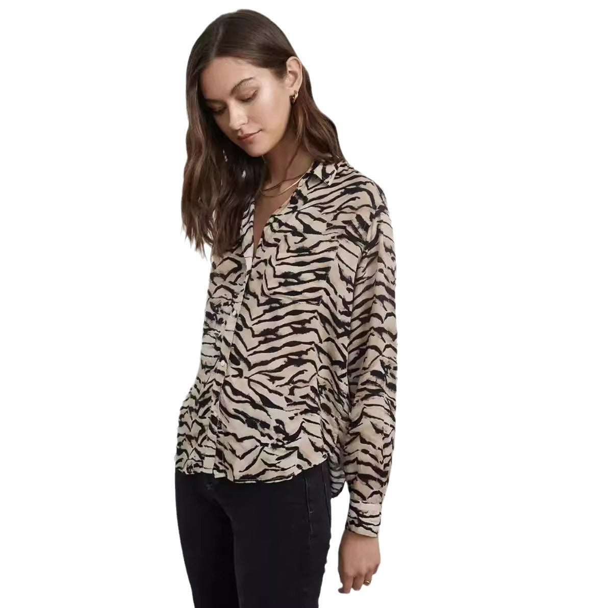 Damen Bluse mit auffälligem Tiermotiv und lockerer Passform R&B