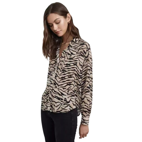 Damen Bluse mit auffälligem Tiermotiv und lockerer Passform R&B