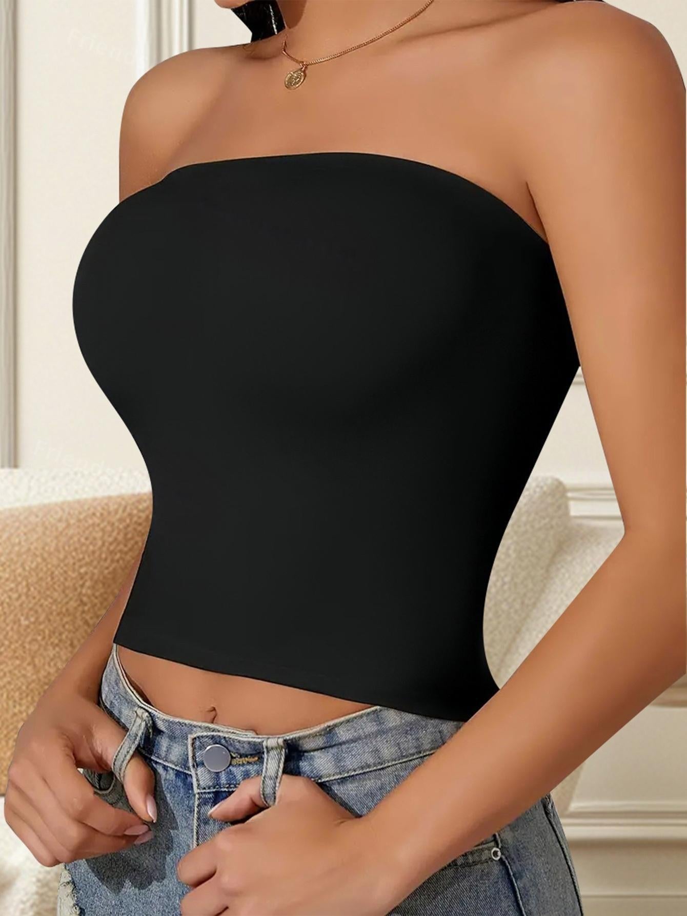 Damen Bandeau-Oberteil mit dekorativem Ketten-Design und elastischer Passform R&B