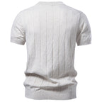 Herren nan leichter Kurzarm-Strickpullover mit feiner Rippenstruktur und Rundhalsausschnitt R&B