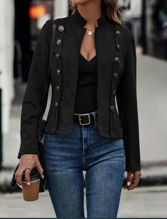 R&B | Doppelt Breasted Gekürzte Wildlederjacke