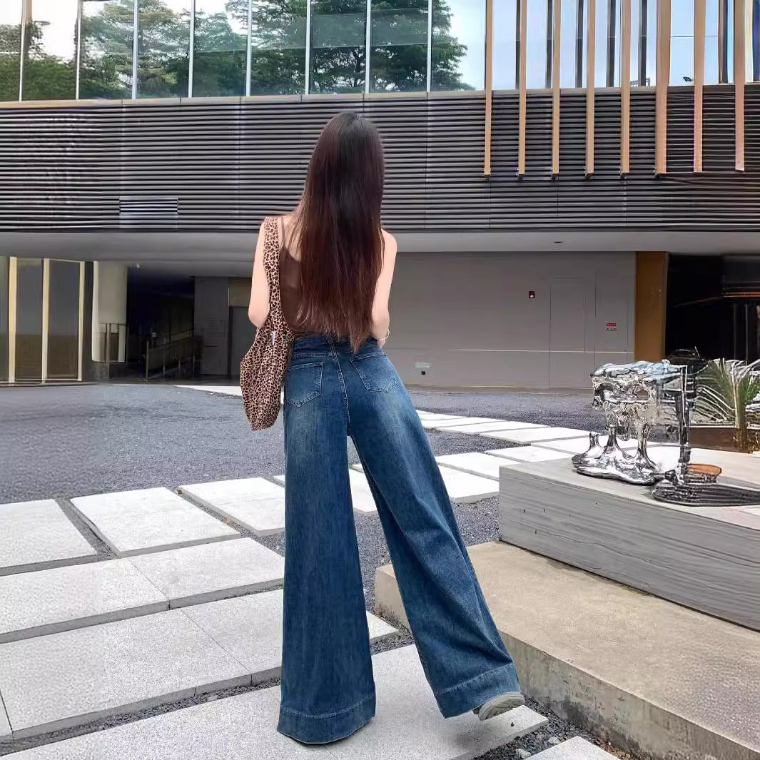 Damen Weite Jeans im entspannten Look mit hohem Bund und modischen Akzenten R&B