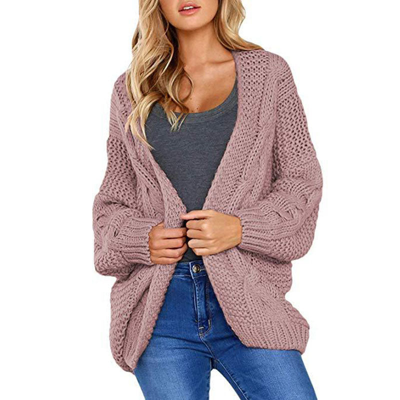 Damen Grobstrickjacke mit lässigem Schnitt und voluminösen Ärmeln