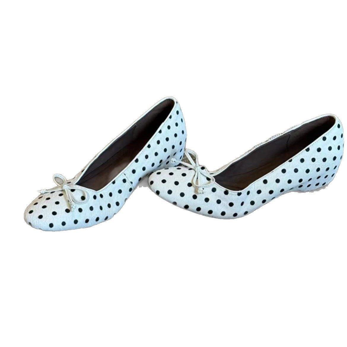 Damen Ballerinas mit klassischem Punktedesign und individuell anpassbarem Riemen R&B