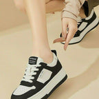 Damen Modische Lockere Sneakers mit hoher Sohle und atmungsaktiver Leder-Oberfläche R&B