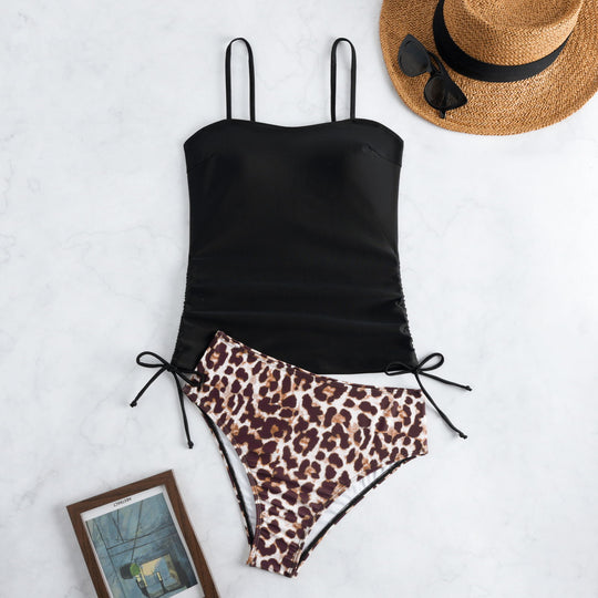 Damen Badeanzug mit modischem Raffungselement und lebhaftem Animal-Print R&B