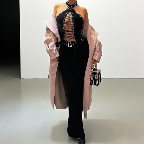 Damen Stylisches Oberteil mit aufwendigem Schnür-Design und glitzernden Akzenten R&B