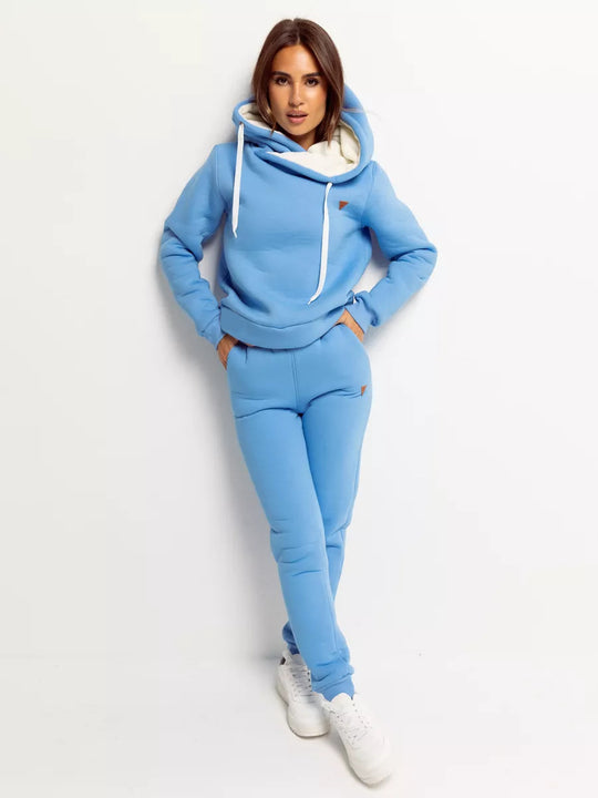 Damen Sportliches Hoodie-Set mit hohem Kragen R&B