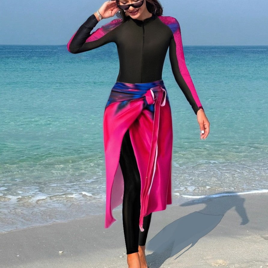 Damen funktionaler Sport-Badeanzug mit Wickelrock R&B