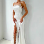 Damen Maxikleid mit floralem Muster und transparenten Einsätzen R&B
