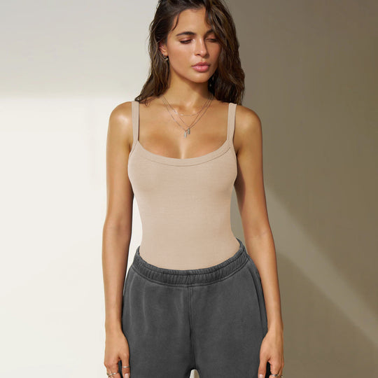 Damen Figurbetonter Body mit verstellbaren Spaghettiträgern R&B