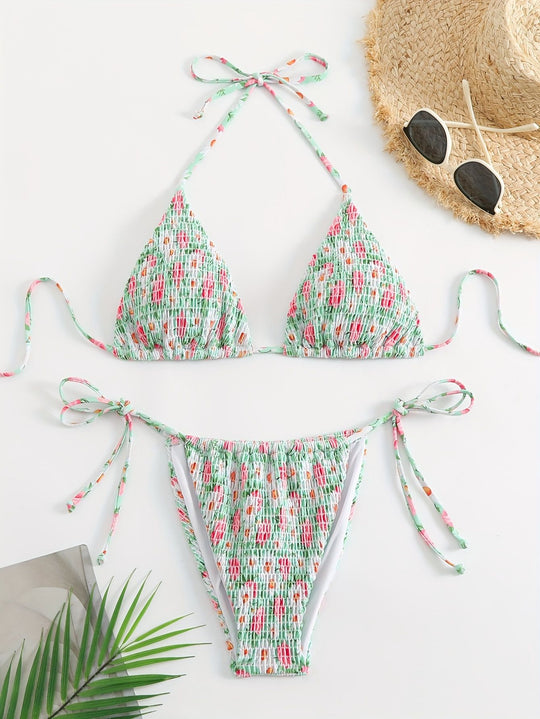 Damen Triangel-Bikini-Set mit floralem Design R&B
