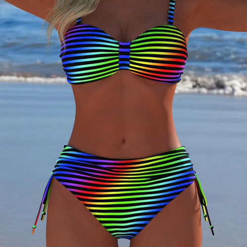 Damen Bikini-Set mit vielseitigem Rippendesign und komfortabler Höckerform R&B