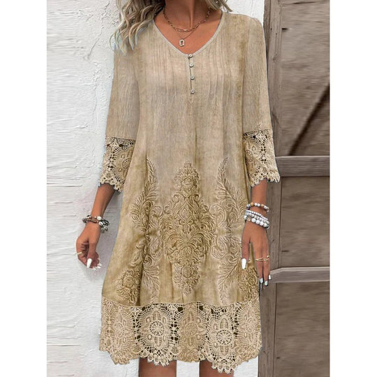 Damen Elegantes Kleid mit Spitze und kunstvollem Stickmuster R&B