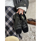 Damen modische Schnürschuhe aus schwarzem Leder R&B