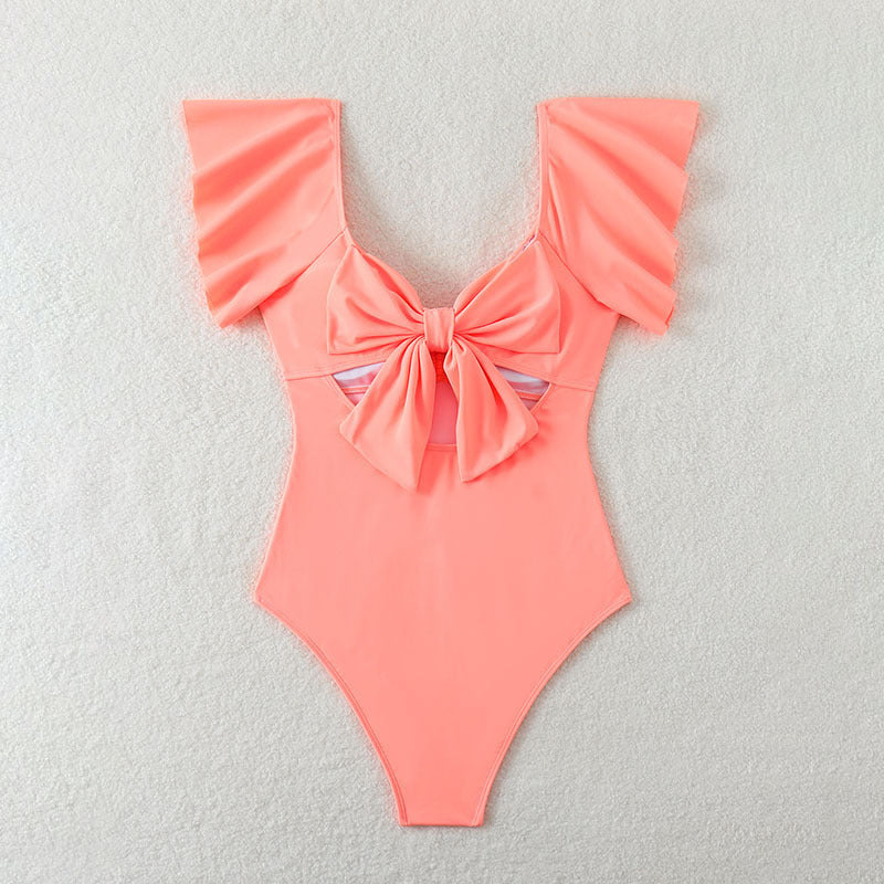 Damen eleganter Einteiler Badeanzug mit Rüschendetails R&B