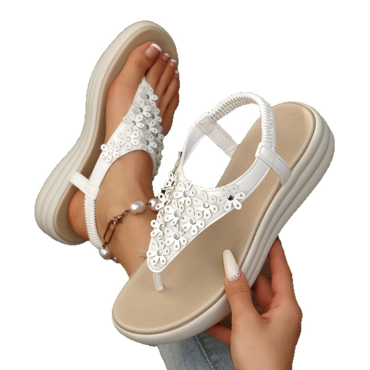 Damen R&B-Sandalen mit floralem Detail und gepolsterter Sohle R&B