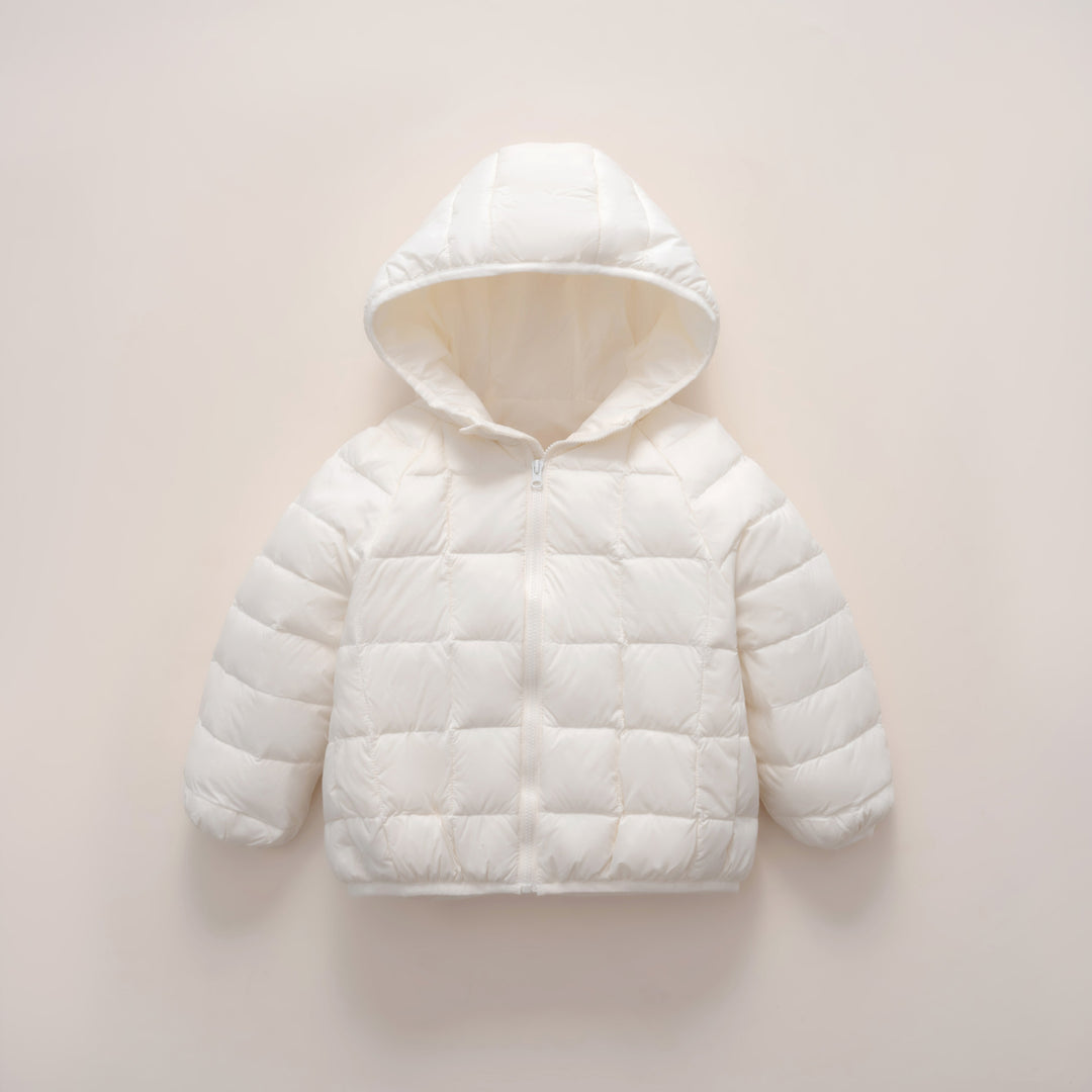 Damen warme Daunenjacke mit Kapuze und quer gestepptem Design R&B