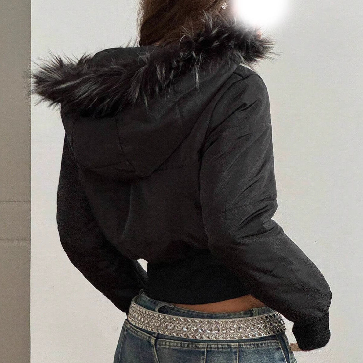 Damen kuschelige Kapuzenjacke mit abnehmbarem Kunstfell R&B
