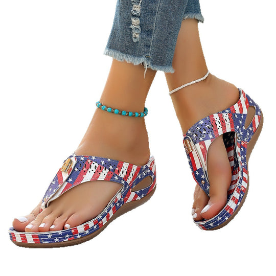 Damen Wedge-Pantoletten mit modernem Flaggen-Design R&B