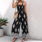 Damen Jumpsuit mit elastischem Taillenbund und floralen Verzierungen R&B