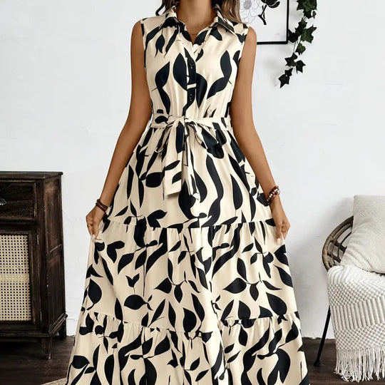 Damen Hemdkleid mit Bindeband und voluminösem Rock R&B