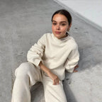 Damen lässiges Sweatshirt- und Pants-Set mit oversized Schnitt R&B