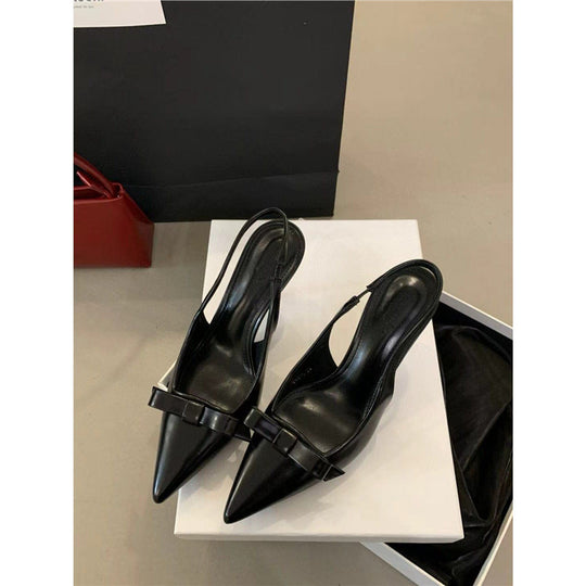Damen elegante Slingback Pumps mit zarter Schleifenverzierung R&B