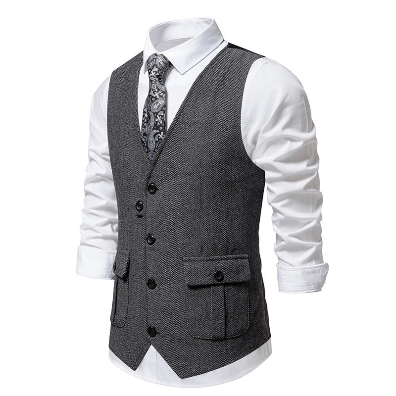 Herren elegante Weste im strukturierten Hahnentrittdesign R&B