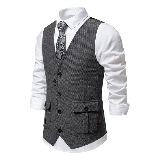 Herren elegante Weste im strukturierten Hahnentrittdesign R&B