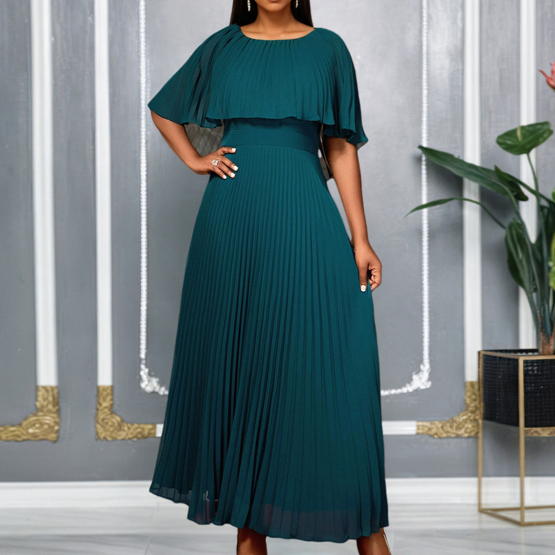 Damen Elegantes Plissee-Maxi-Kleid mit fließenden Ärmeln R&B