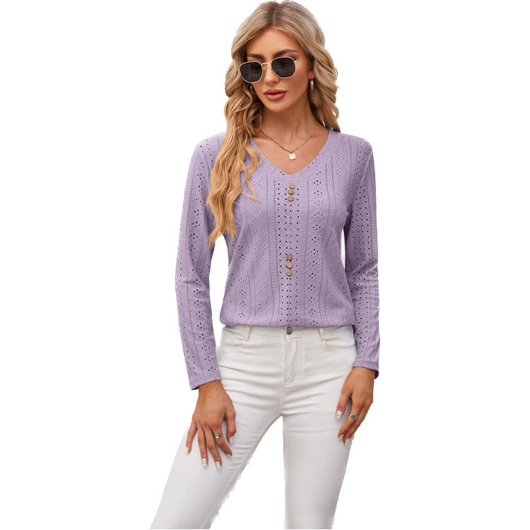 Damen luftiges Blusenshirt mit Knopfdetails R&B