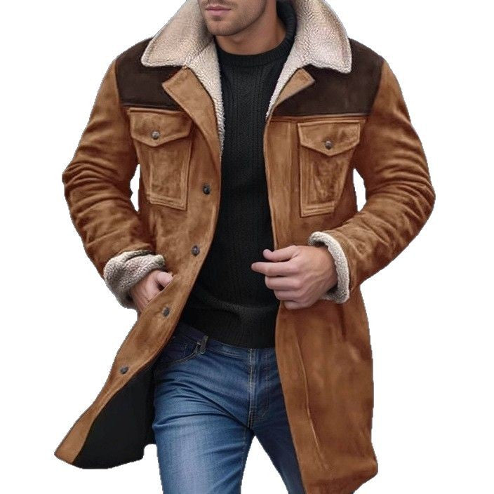 Herren Lammfelljacke im lässigen Utility-Stil mit großzügigen Taschen R&B