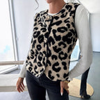 Damen Modische Plüschweste mit Leopardmuster R&B