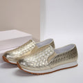 Damen Slip-On Sneakers mit glitzerndem Geflechtdesign und elastischem Komfort R&B