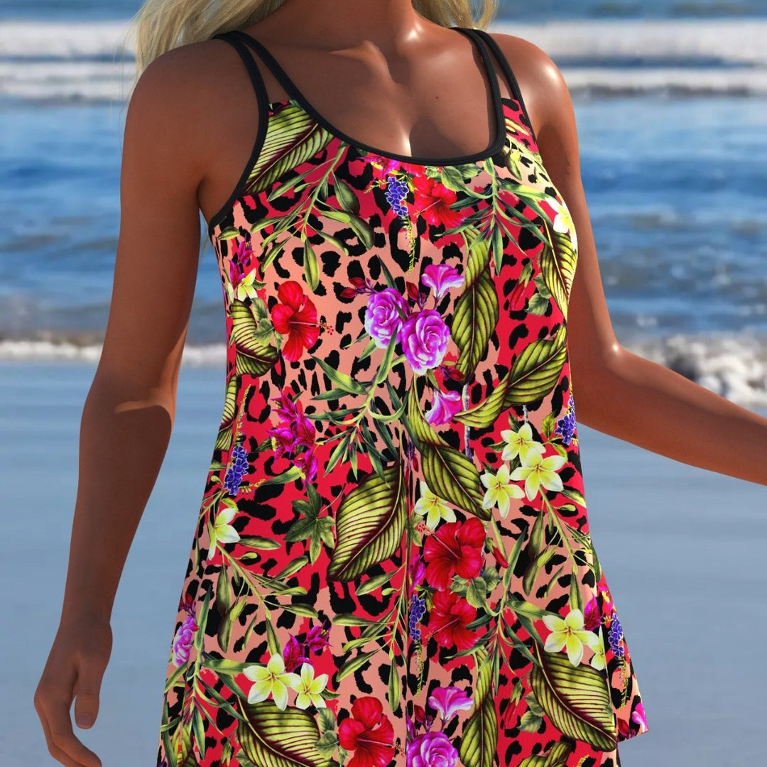 Damen Schwimmanzug mit modischem A-Linien-Schnitt und floralem Design R&B