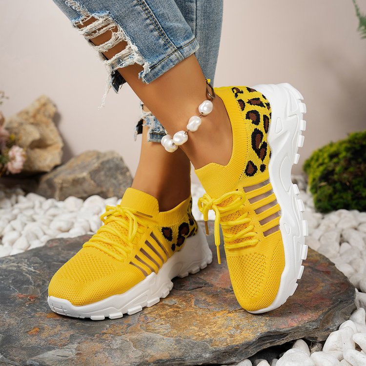 Damen Sportliche Sneakers mit atmungsaktivem Netzmaterial und modischem Tiermuster R&B