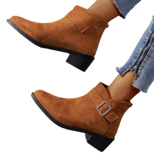 Damen Stiefeletten mit modischem Schnallen-Detail und komfortablem Blockabsatz R&B