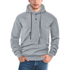 Herren modischer Kapuzenpullover mit strukturiertem GewR&Be und Knopfleiste R&B